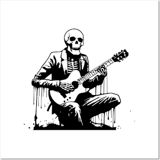 skeleton plays the guitar Posters and Art